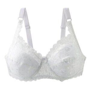 GYCL Classic Ultrathin Underwire Push Up 3/4 Lace Bra,White,  Size Large 38B
